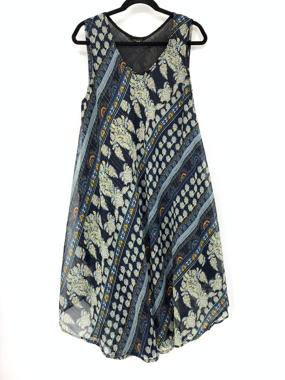 Ana & Rose Sleeveless A-Line Dress Womens One Size Blue Multicolor Print
